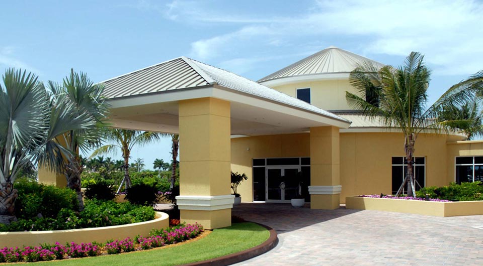 Metal roof installed on a hotel and resort building