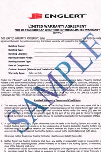 Sample Weather Tightness Warranty (Level 1)