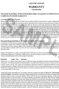 RainPro Gutter warranty Sample